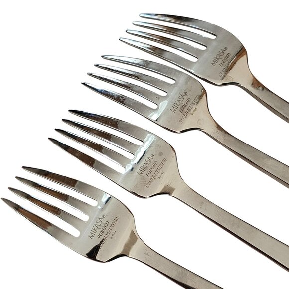 4 Mikasa Pinch Salad Fork 7.75" stainless 18/8 Japan sleek minimalist modern des - Picture 4 of 7